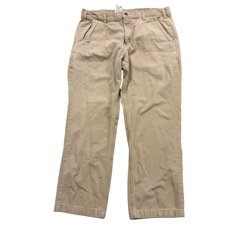 Carhartt B299 GKH Mens 38x30 Relaxed Fit Khaki Work Pants Tan Canvas Carpenter